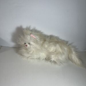 Vintage 1988 Chrisha Playful Plush White Persian Fluffy Cat Soft Toy Plush VGC